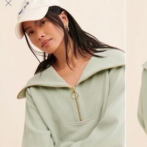 Vine Half-Zip Pullover in Sage Green